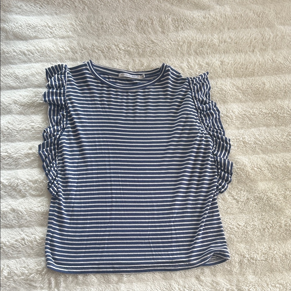 Striped Ruffle Sleeve Top